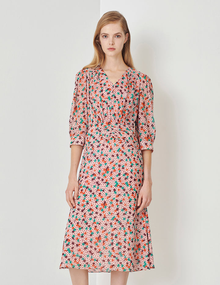 MARYLING Pink Donut V-Neck Fishtail Dress