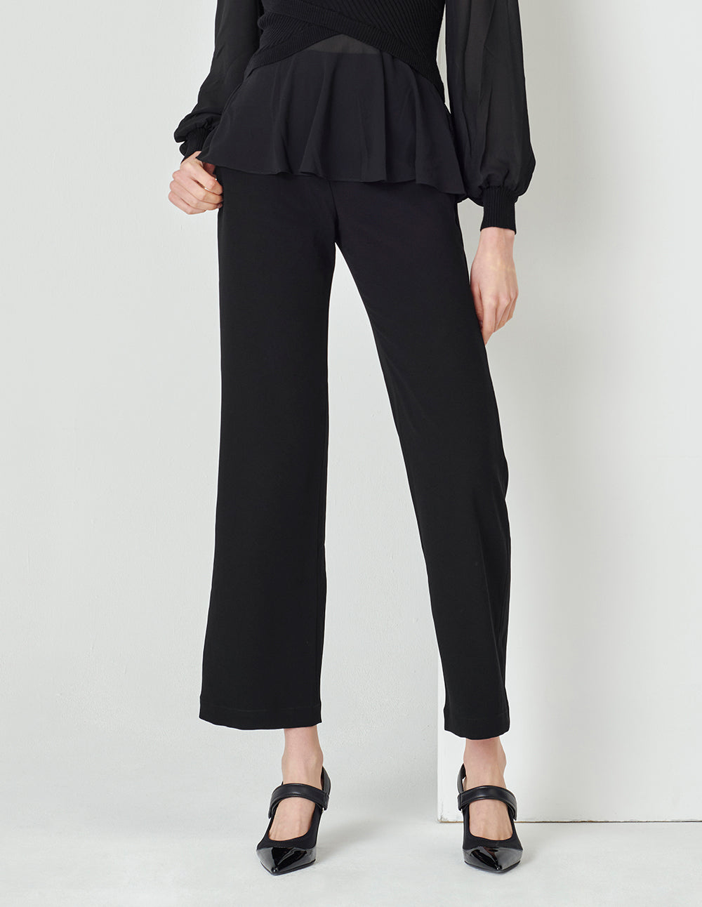 MARYLING Black Classic Straight Trousers