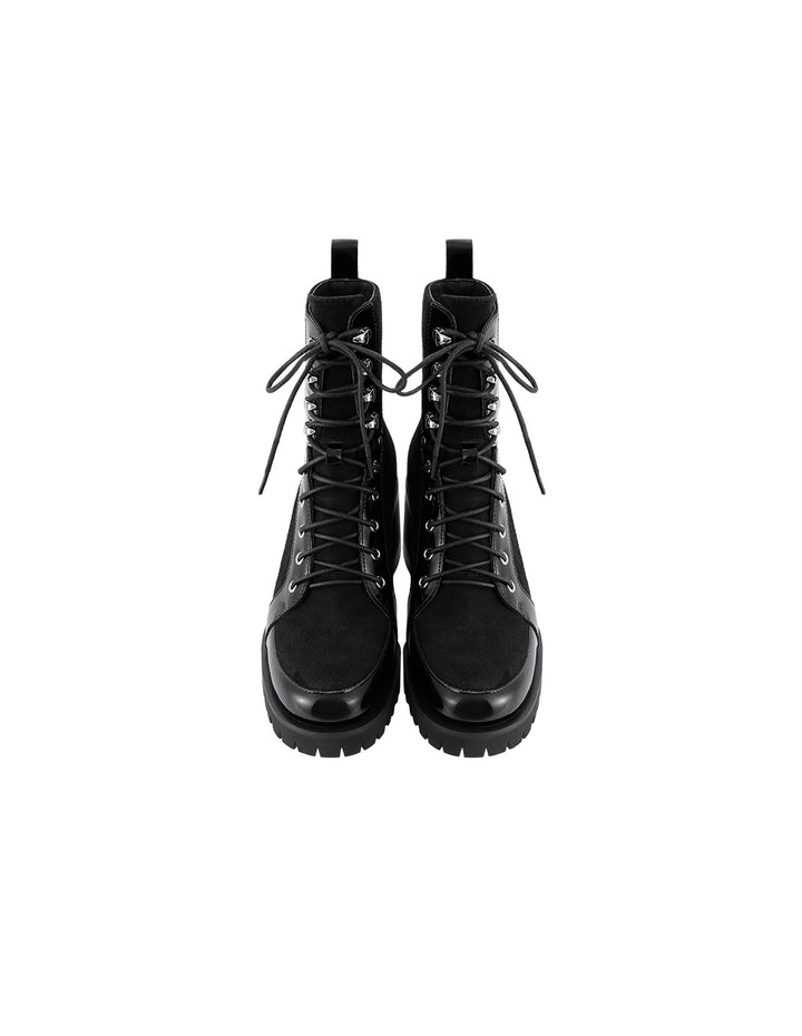 MARYLING Lime White Sheepskin Stitching Shallow Boots