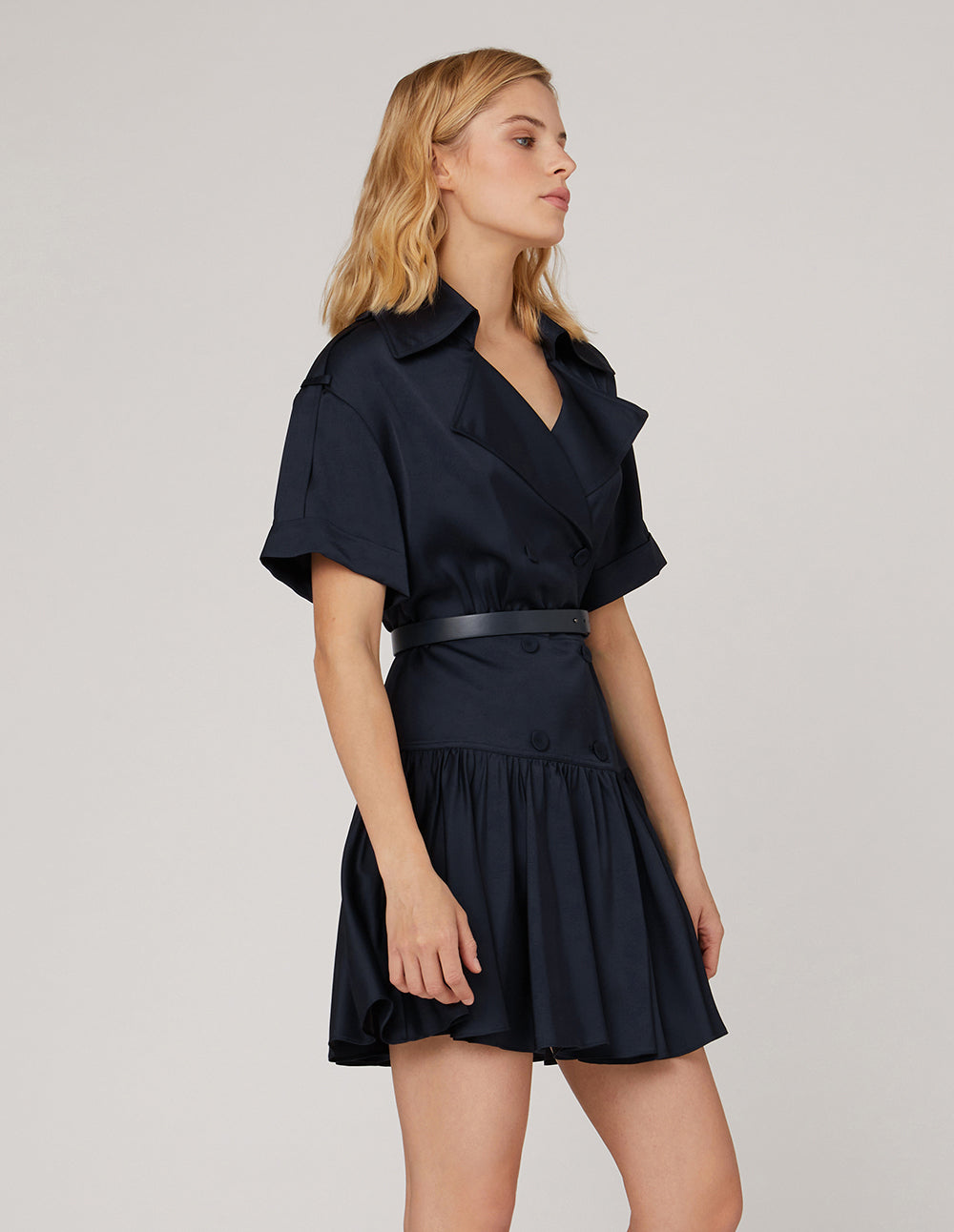 MARYLING Double-breasted wind collar dress