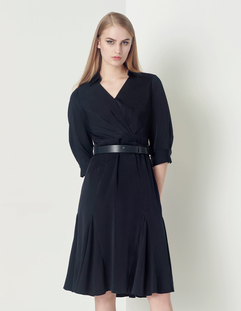 MARYLING Shirt Collar Overlap Dress