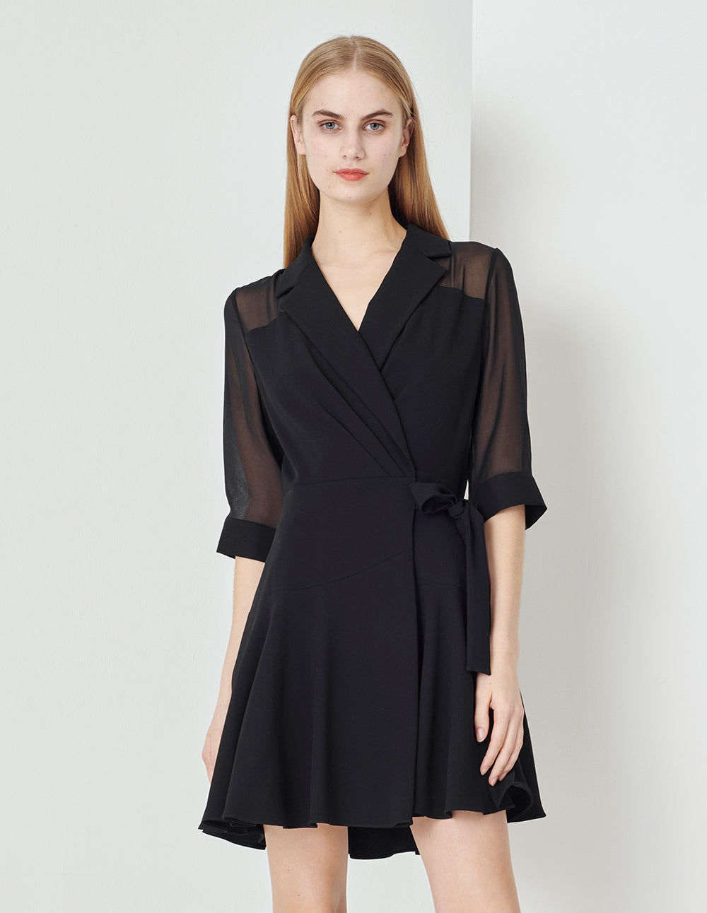 MARYLING Black One-Piece Strappy Ruffled Skirt Suit Dress