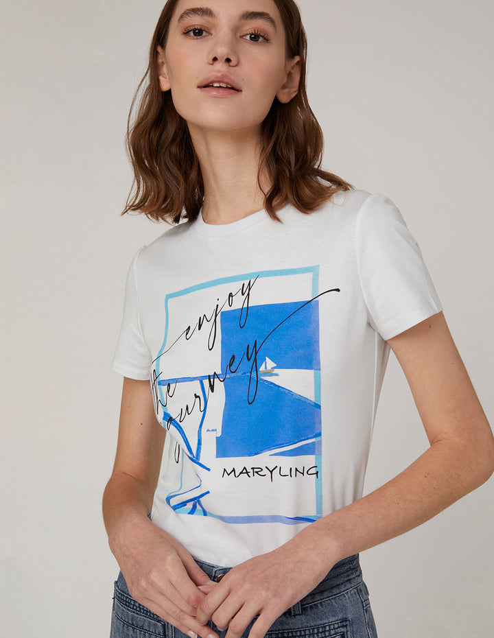MARYLING Classic round neck logo short sleeve t-shirt