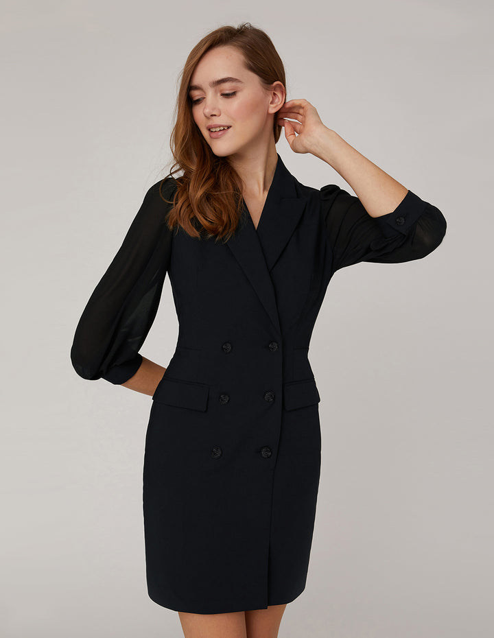 MARYLING Peak Lapel Double-Breasted Dress