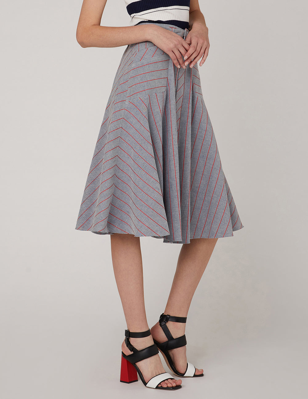 MARYLING Striped A-hem skirt