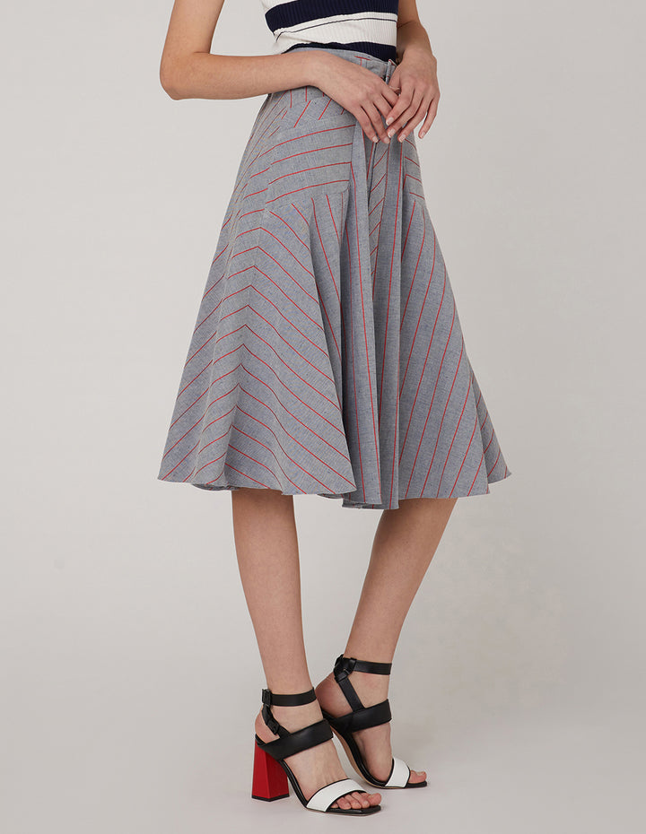 MARYLING Striped A-hem skirt