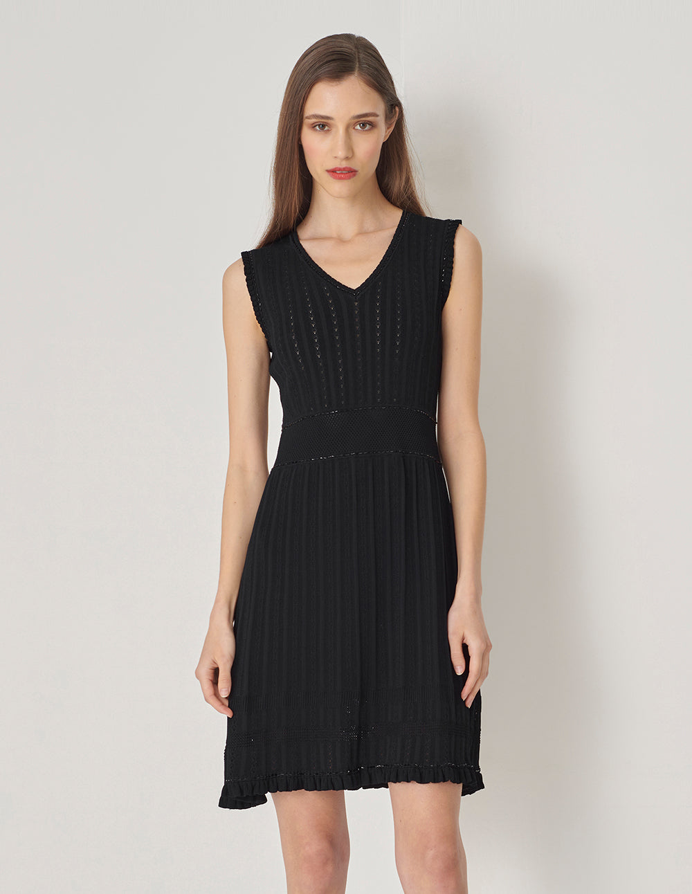 MARYLING V-Neck Vest Hollow Pattern Knitted Dress