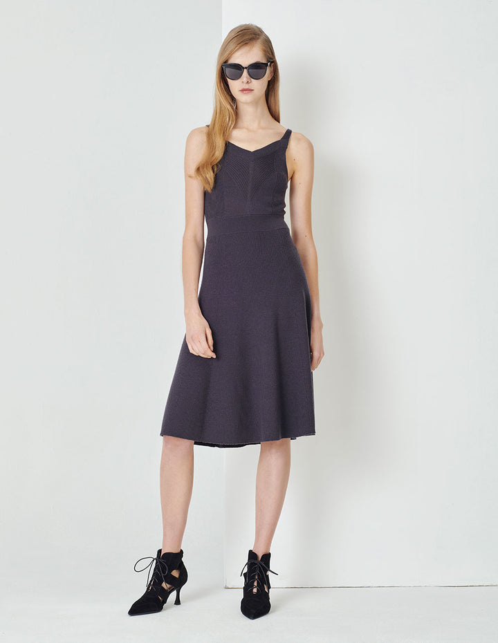 MARYLING V-Neck Strapless Black Knitted Dress