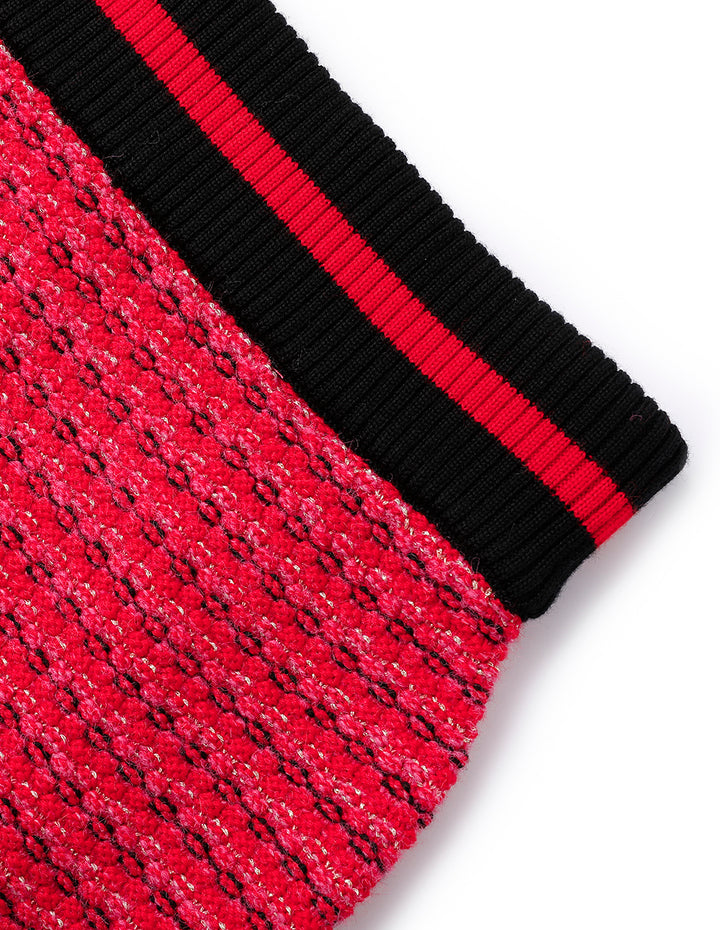 MARYLING Raspberry Plaid Knitted Skirt