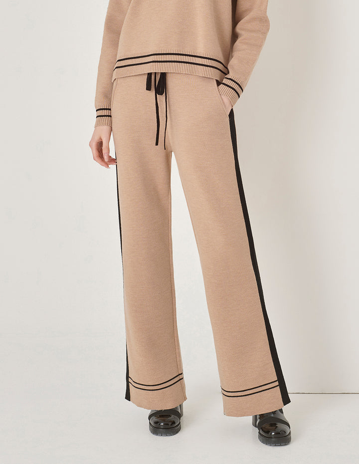 MARYLING Camel Contrast Knitted Trousers