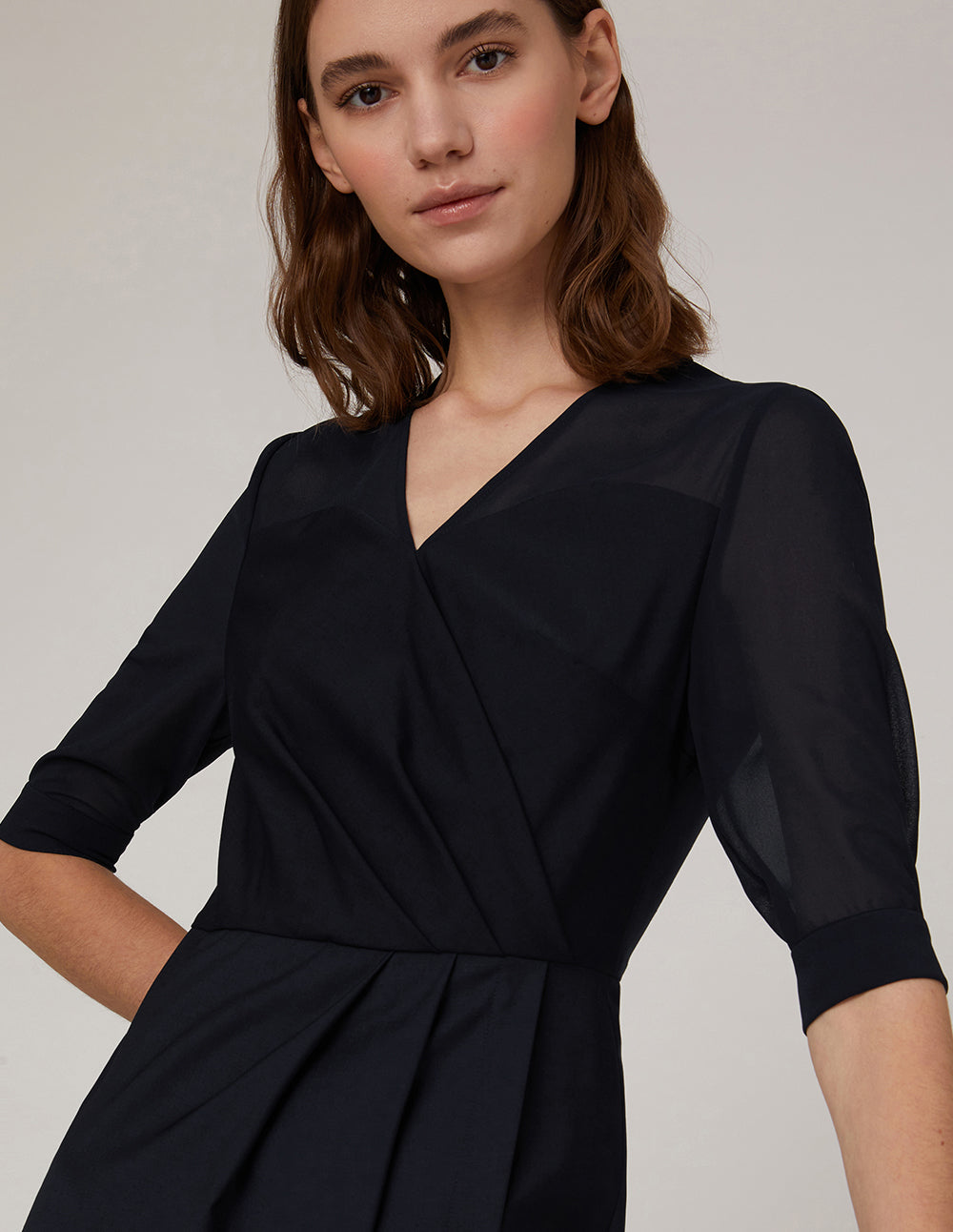 MARYLING V-neck georgette dress