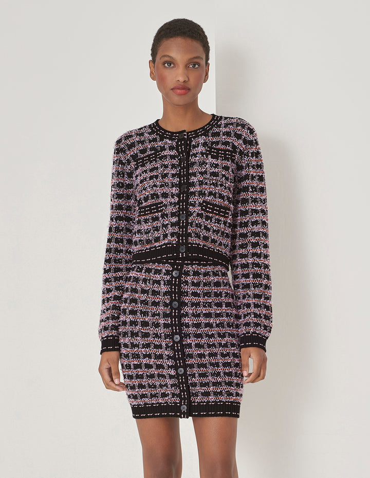 MARYLING Tweed Check Pattern Knit Skirt