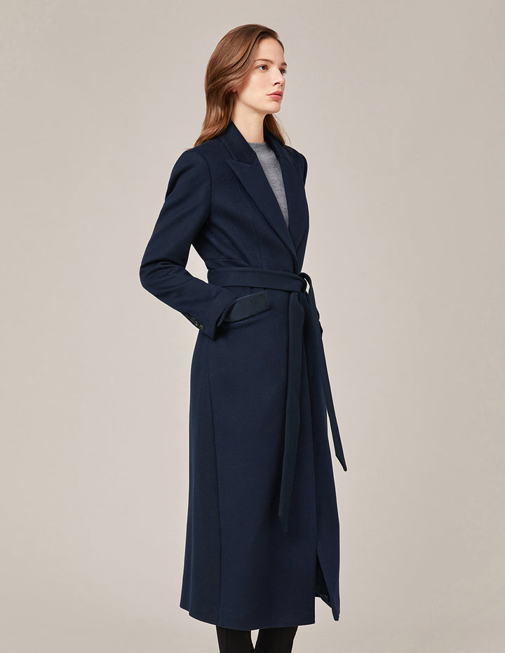 MARYLING Peak-Lapel Belted Cashmere Coat
