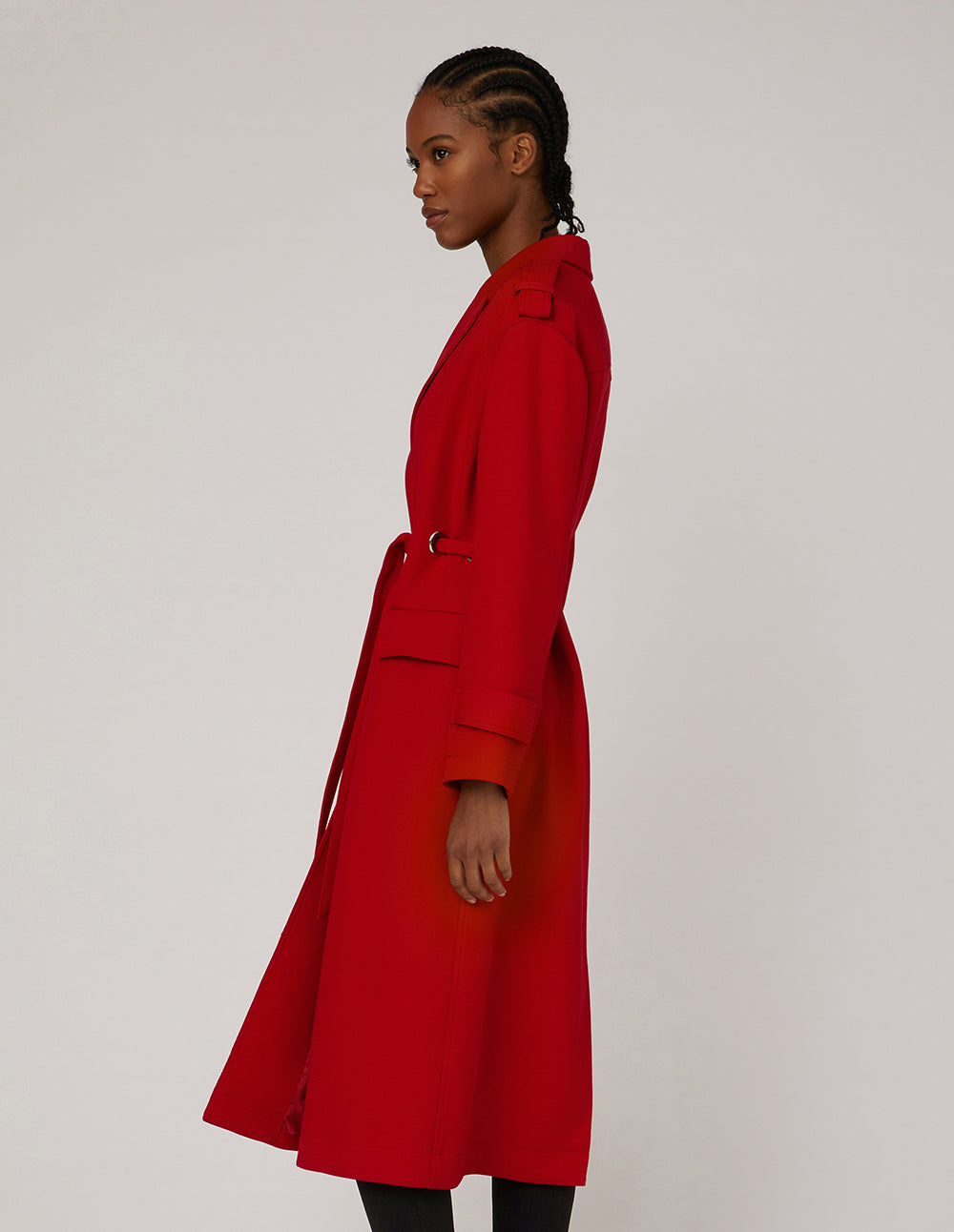 MARYLING Peak Lapel Single-Breasted Self-Tie Coat