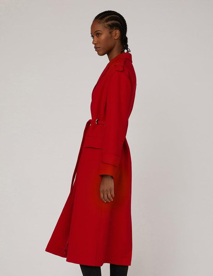 MARYLING Peak Lapel Single-Breasted Self-Tie Coat