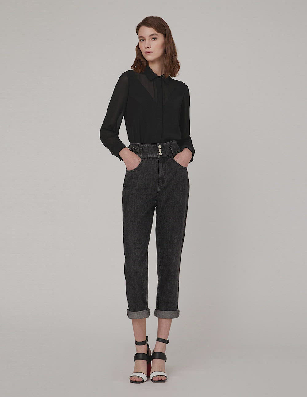 MARYLING Roll Hem Wash Denim Jeans