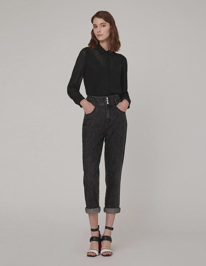 MARYLING Roll Hem Wash Denim Jeans