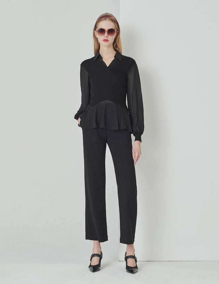 MARYLING Black Classic Straight Trousers