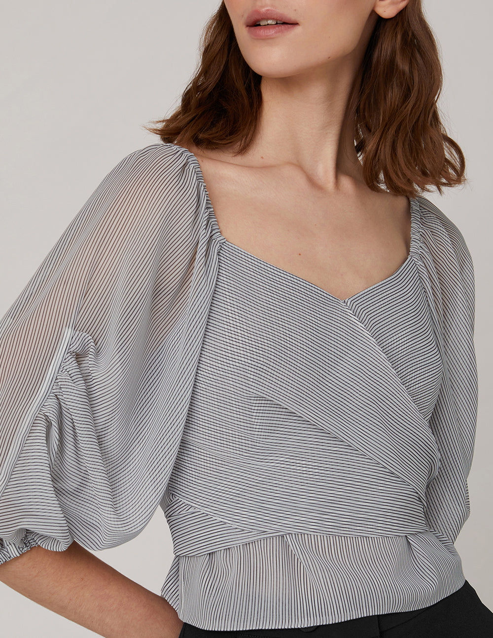 MARYLING V neck ruffled sleeves blouse