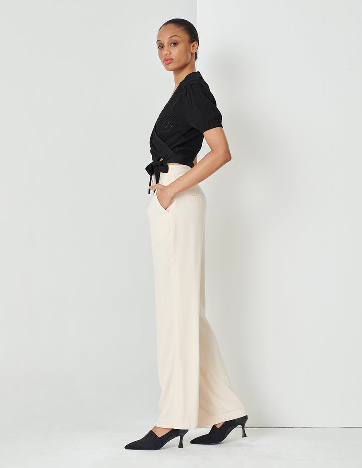 MARYLING Black Lapel Knit Sweater