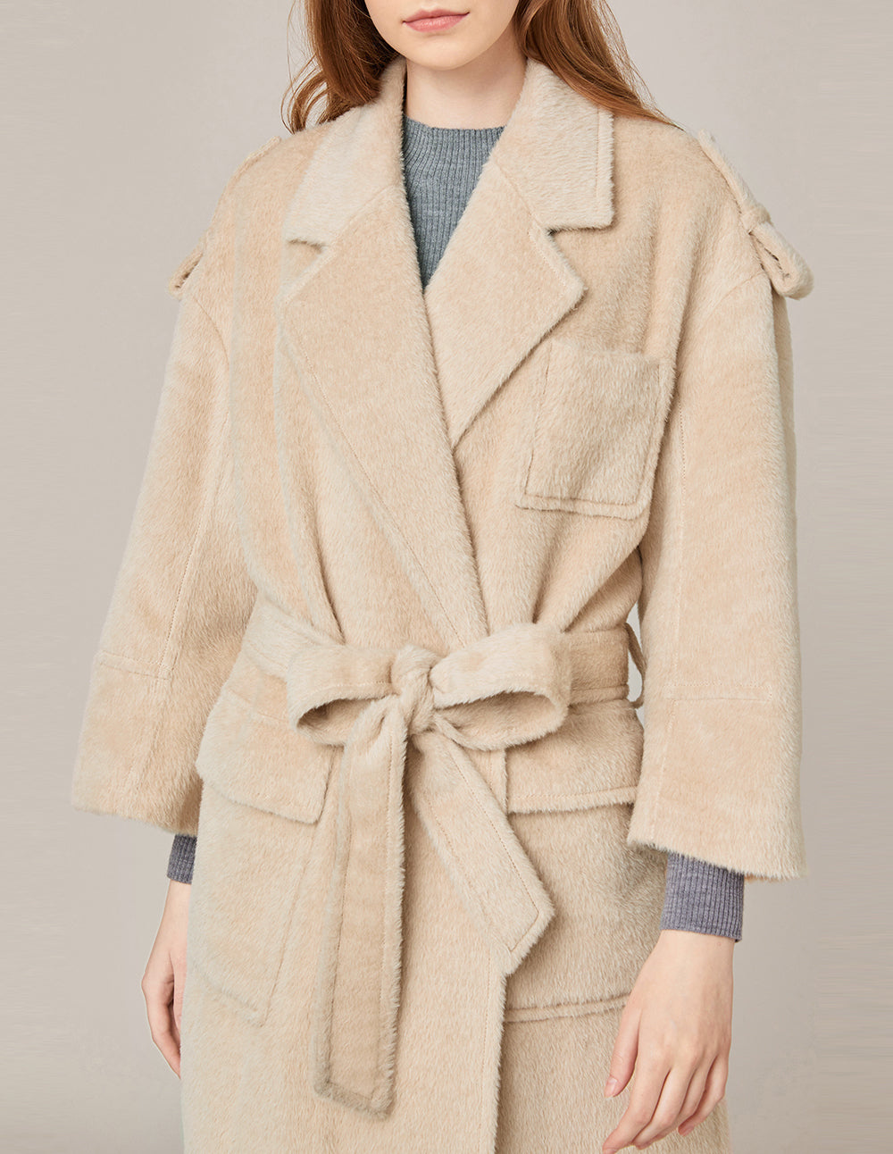 MARYLING Notch Lapel Belted Oversize Coat