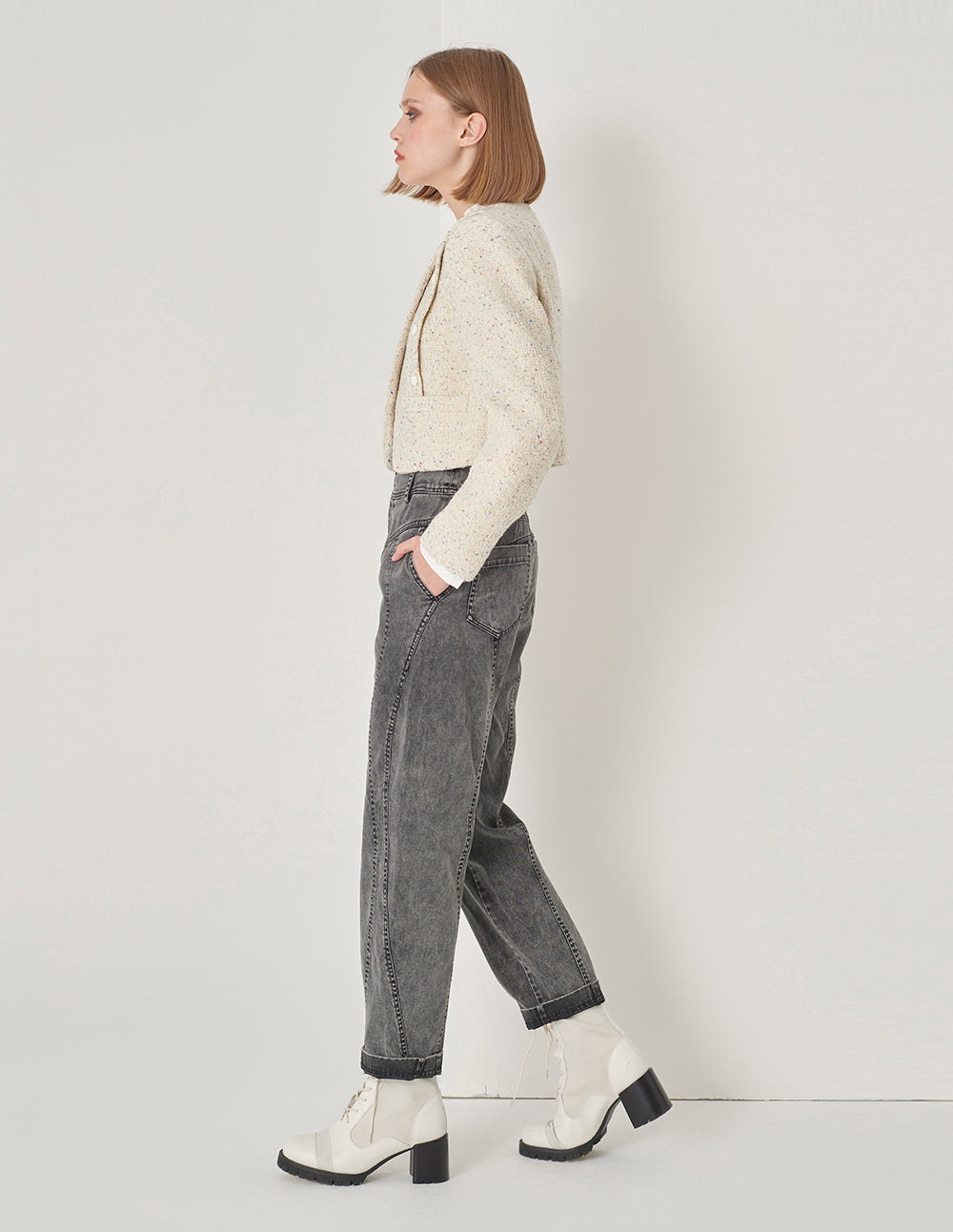 MARYLING Colourful Polka Dot Chest Side Decoration Design Round Swing Coat