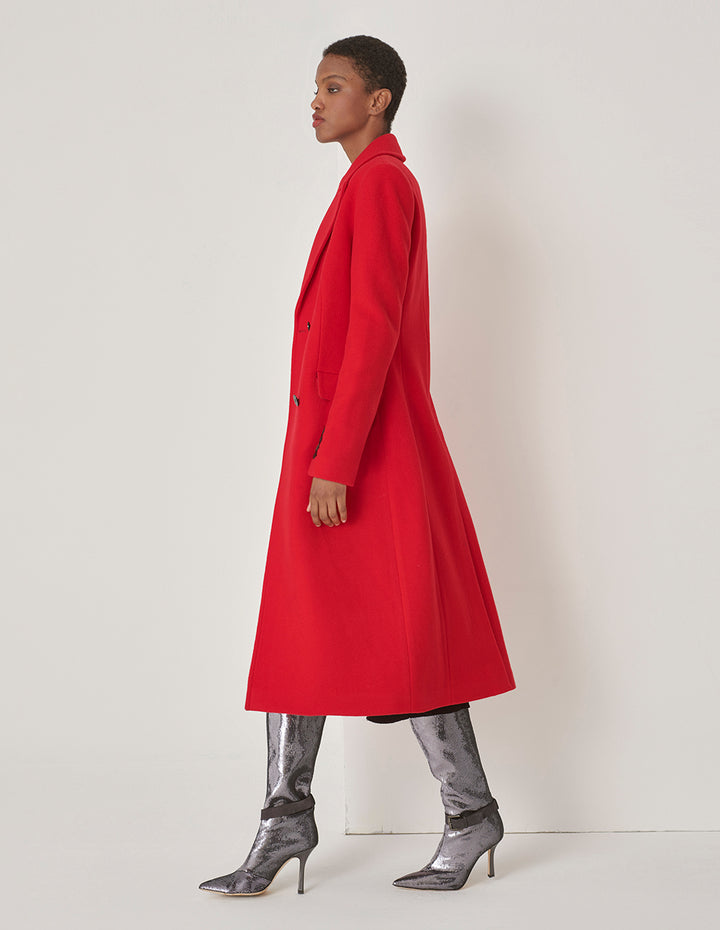 MARYLING Red Peaked Lapel H-Shaped Long Suit Coat