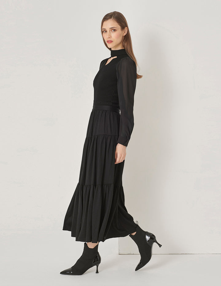 MARYLING Black Bow Neck Knitted Top