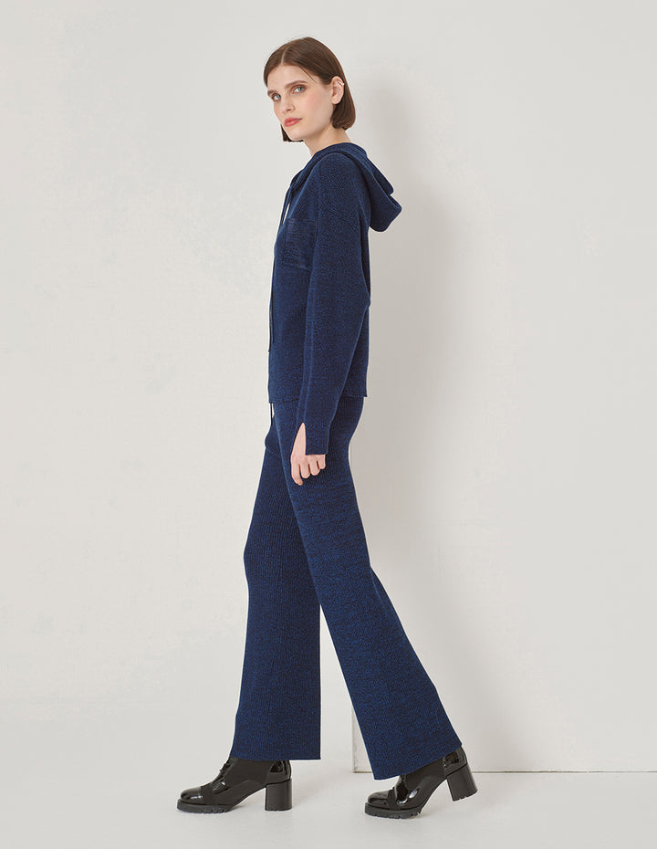 Maryling Midnight Blue Melange Wool Trousers
