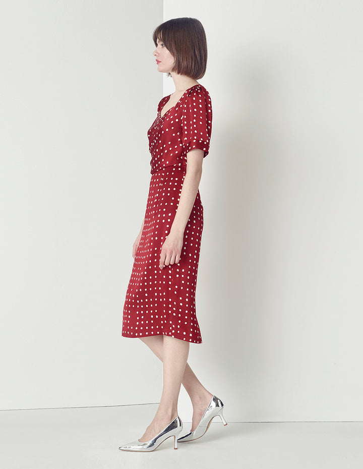 MARYLING V-Neck Polka Dots Print Dress