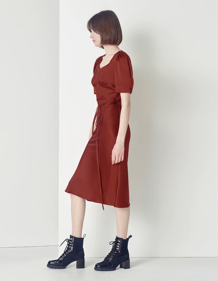 MARYLING Lace-Up Fishtail Dress