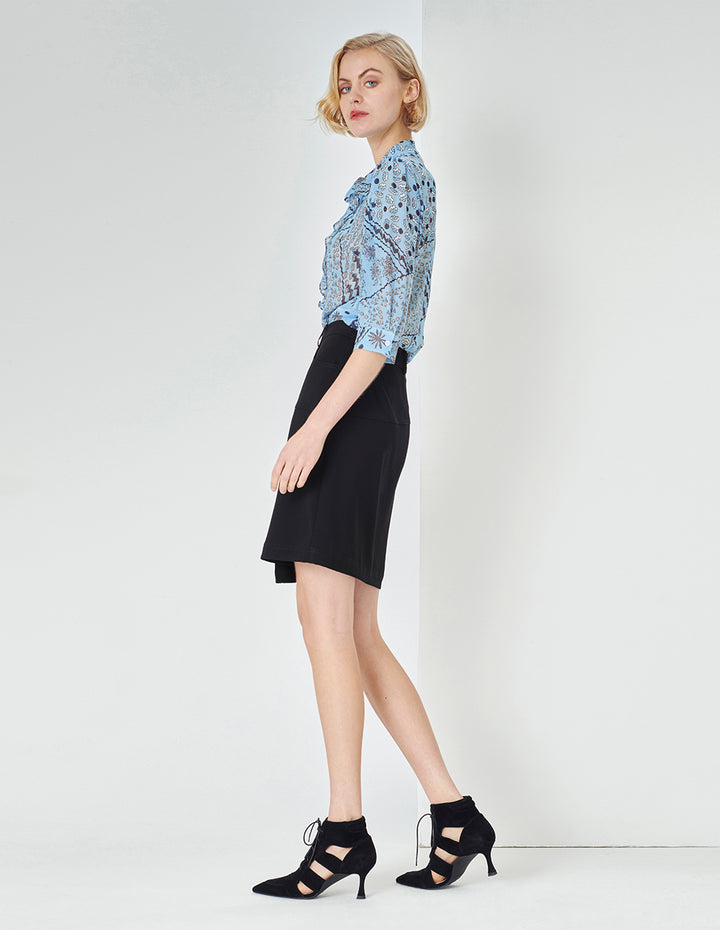 MARYLING V Neck Ruffle Tie 3/4 Sleeve Shirt