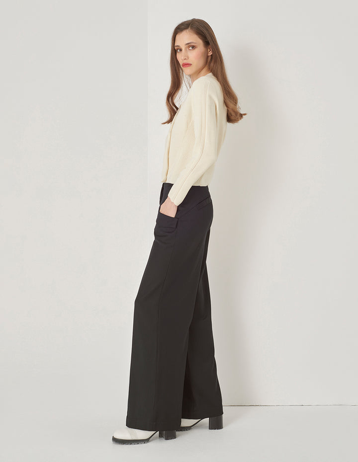 MARYLING Lapel-Collar Skinny Double-Breasted Sweater Top