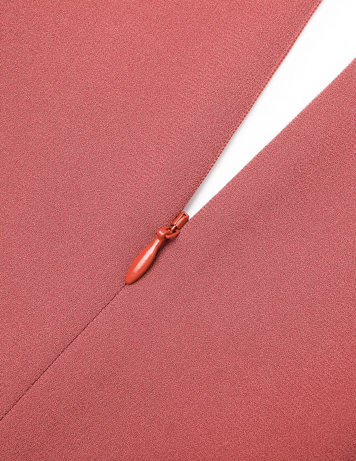 MARYLING Draped Off-The-Shoulder Pleats With Side Slits Hem Brick-Red Hip-Wrap Dress