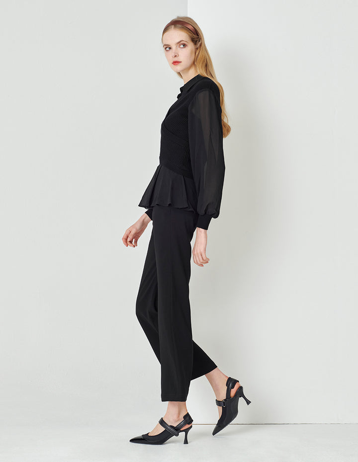 MARYLING Black Classic Straight Trousers