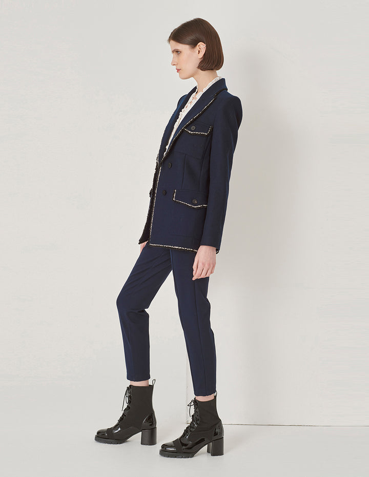 MARYLING Dark Blue Classic Fit Stretch Pants