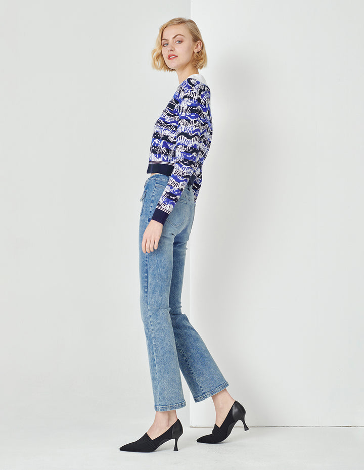 MARYLING Night Coast False Collar Jacquard Knit Jacket