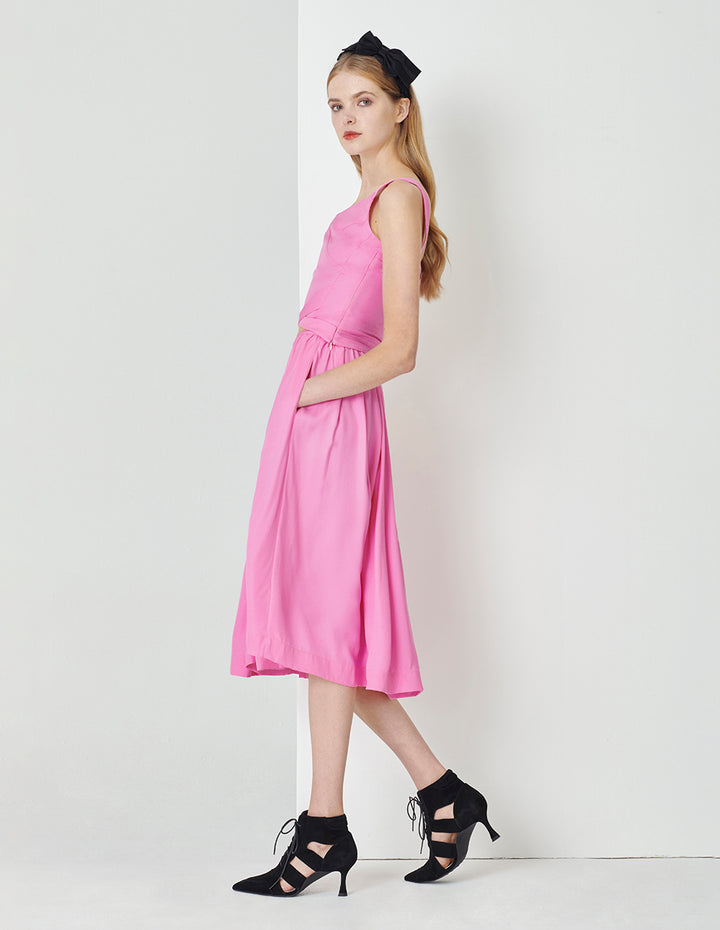 MARYLING Peach Pink V-Neck Crossover Detail Tank Top