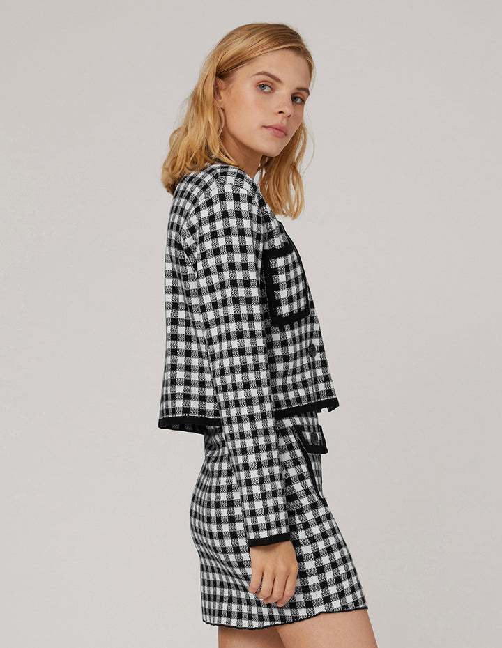 MARYLING CHECK Tassel Trim Jacquard Knitted Skirt