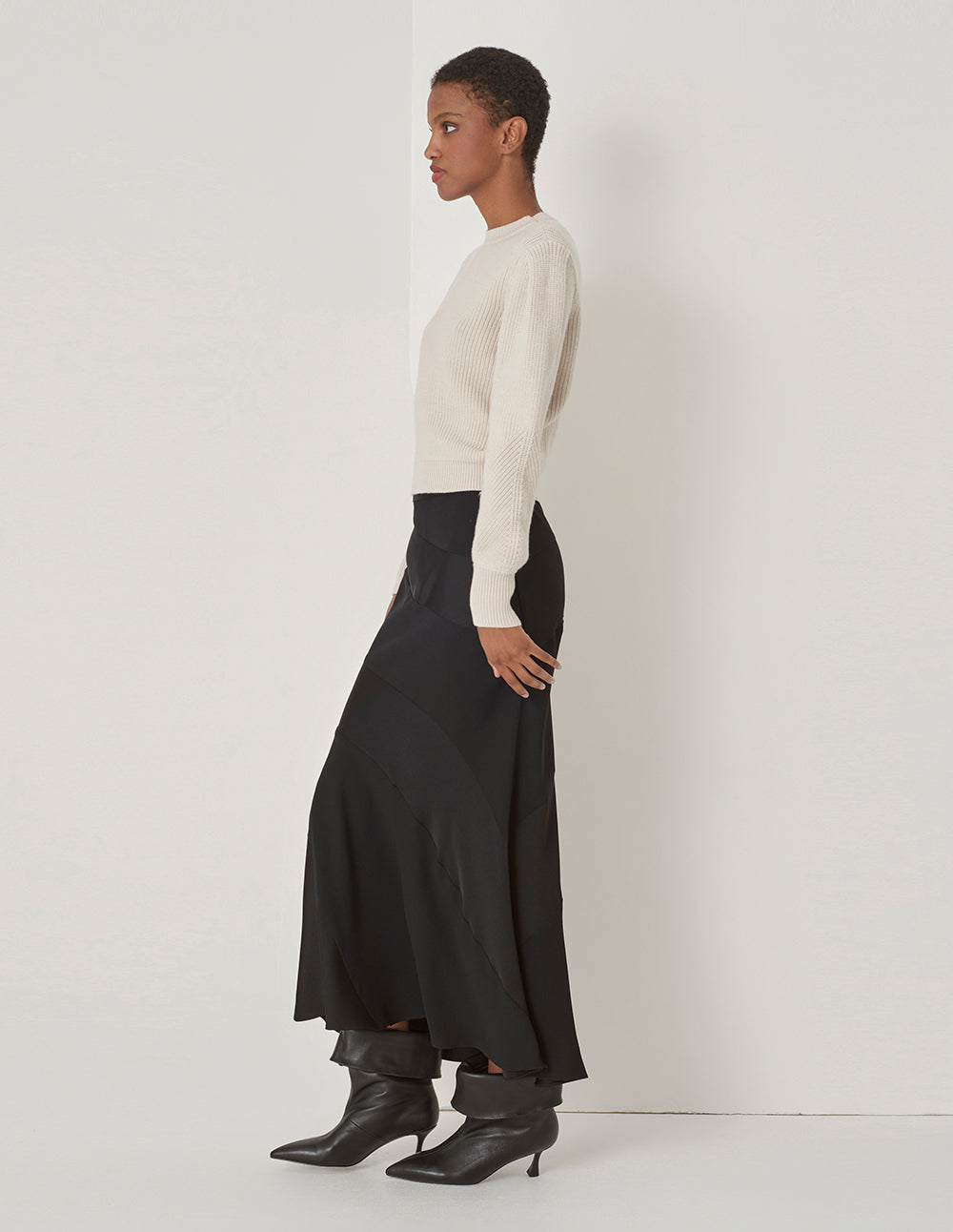 MARYLING Black Patchwork Fishtail Skirt