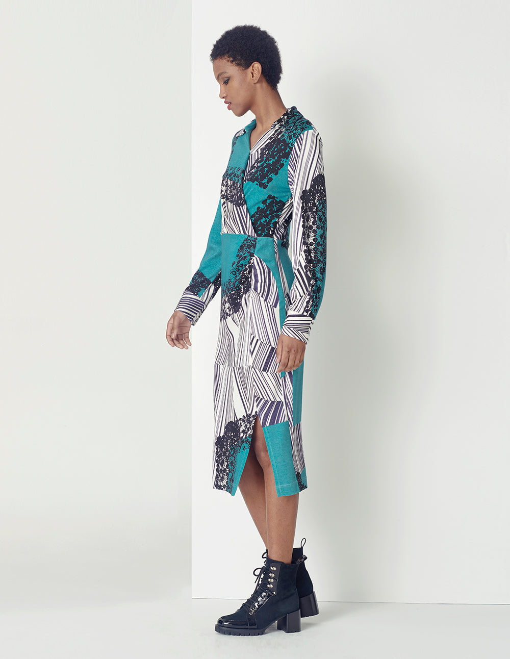 MARYLING Black And White Pattern Dress