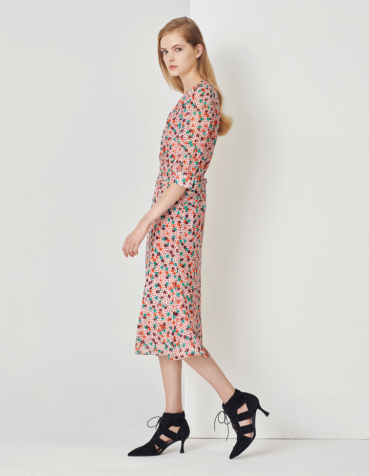 MARYLING Pink Donut V-Neck Fishtail Dress