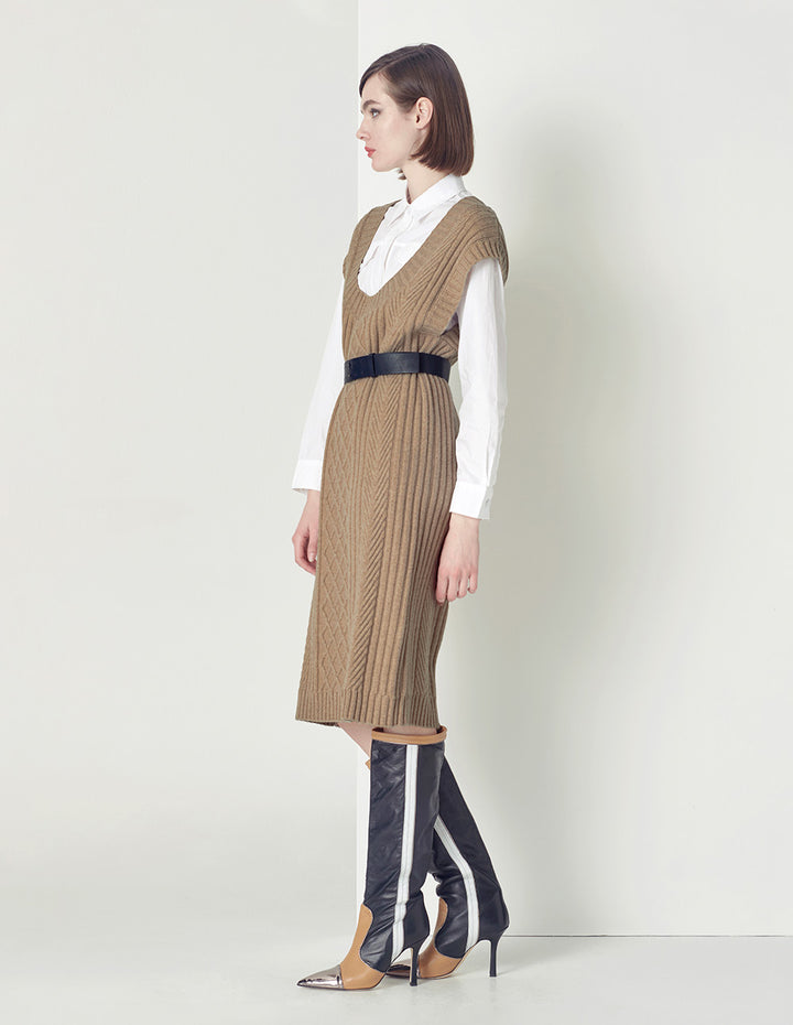 MARYLING Beige Sleeveless Knit Dress