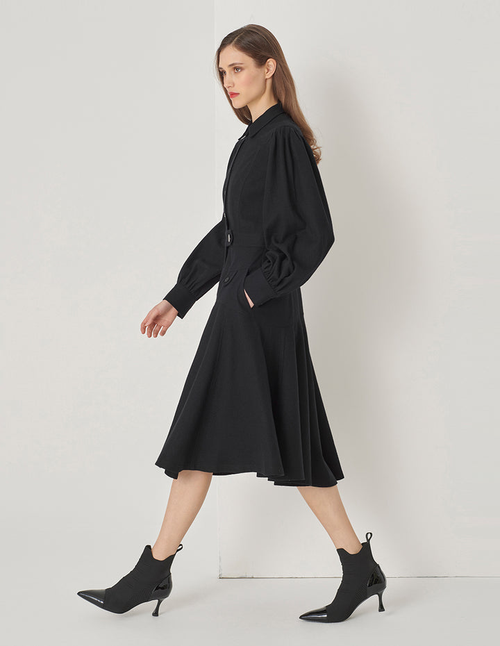 MARYLING Lapel Collar Shirt Dress