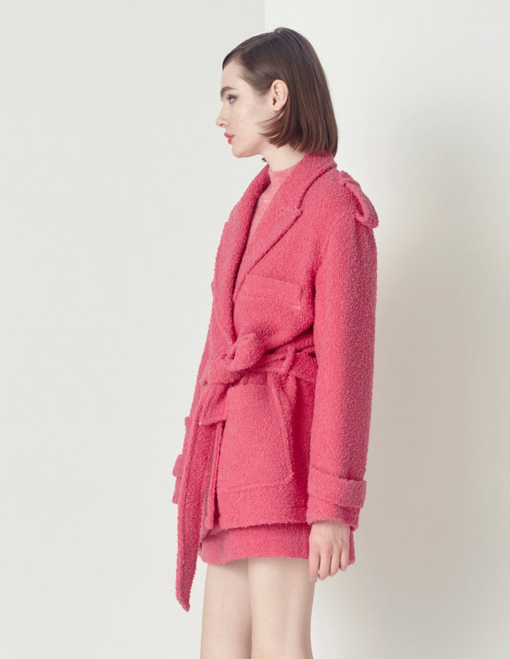 MARYLING sweet peach pink belted jacket