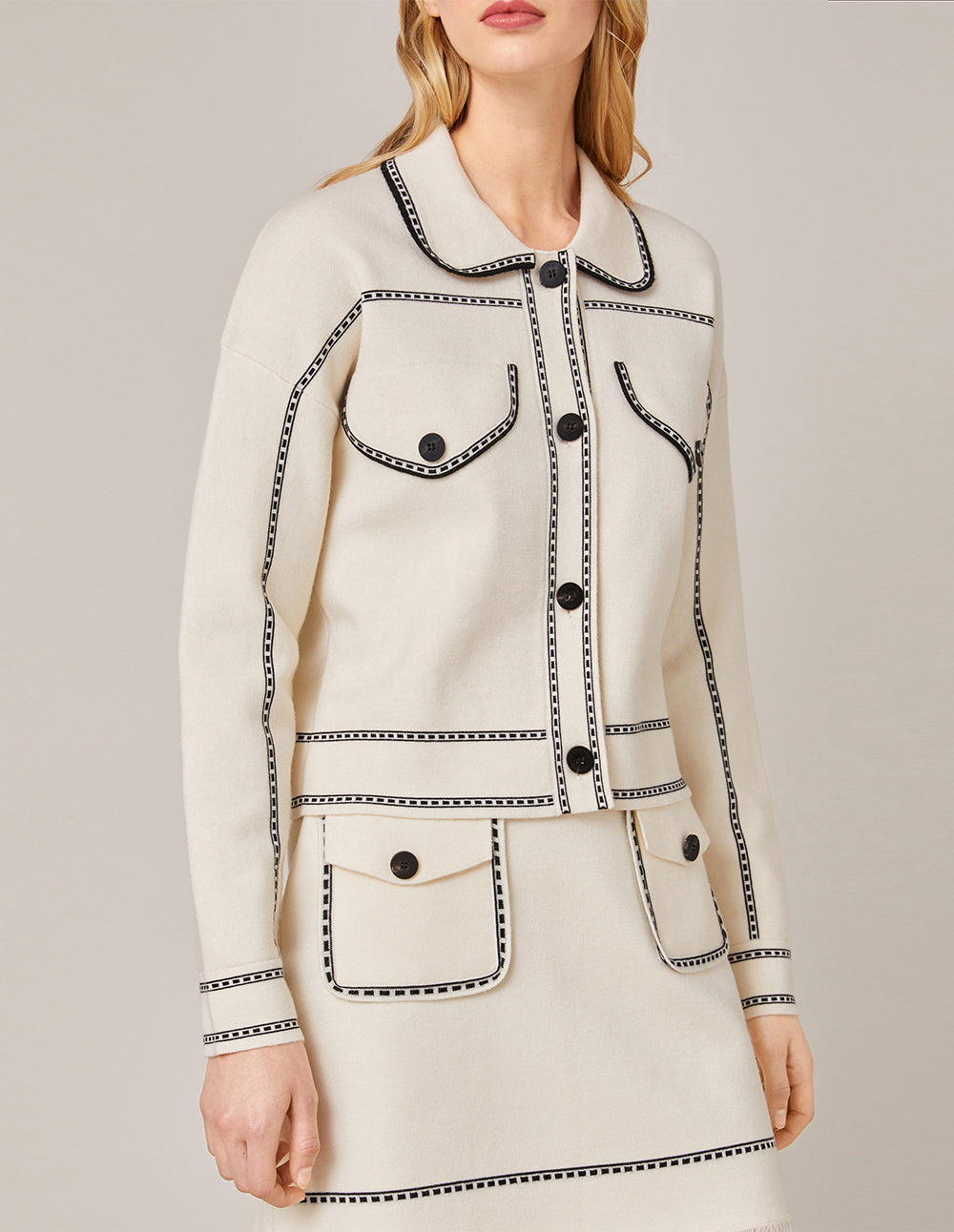 MARYLING Contrast Stitching Knitted Skirt