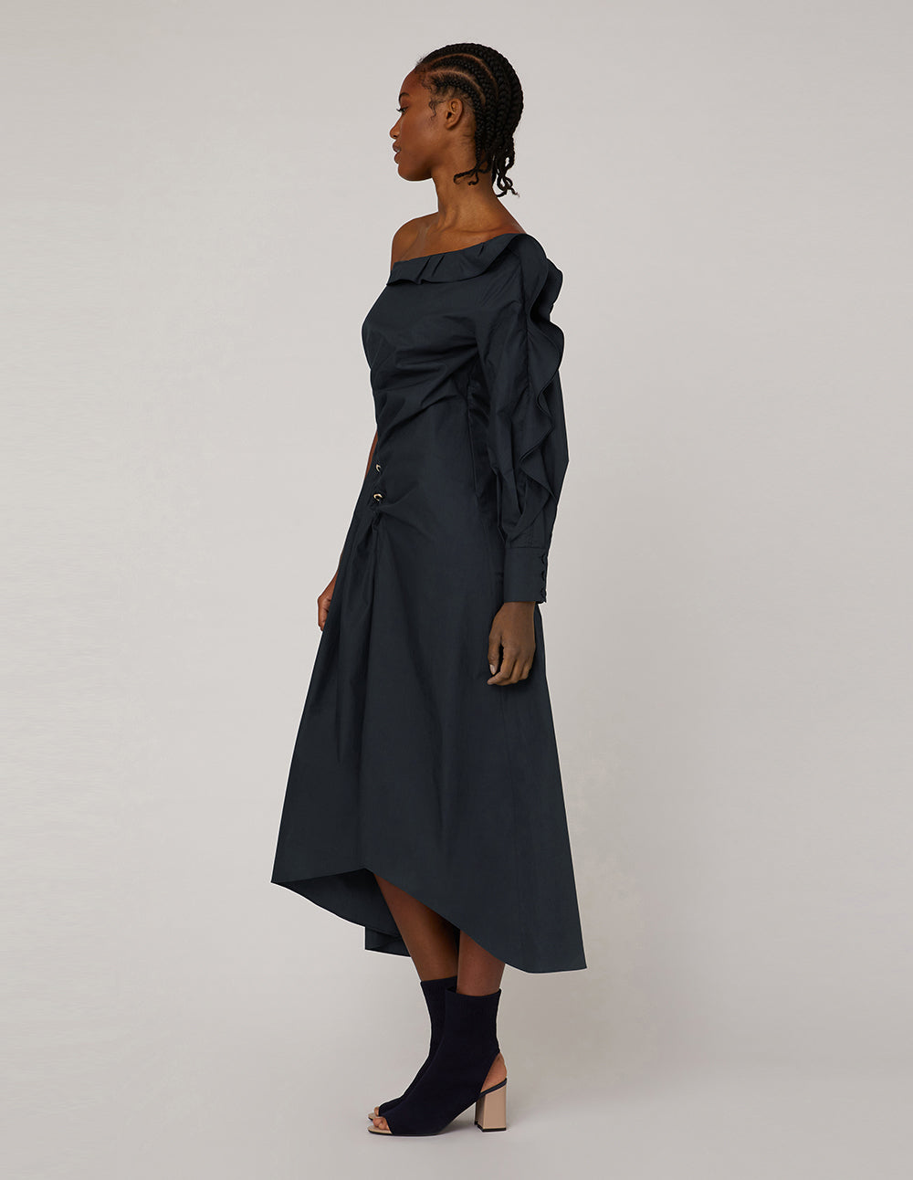 MARYLING Dark blue one-shoulder dress