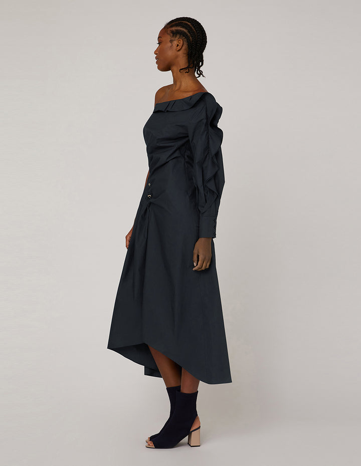 MARYLING Dark blue one-shoulder dress