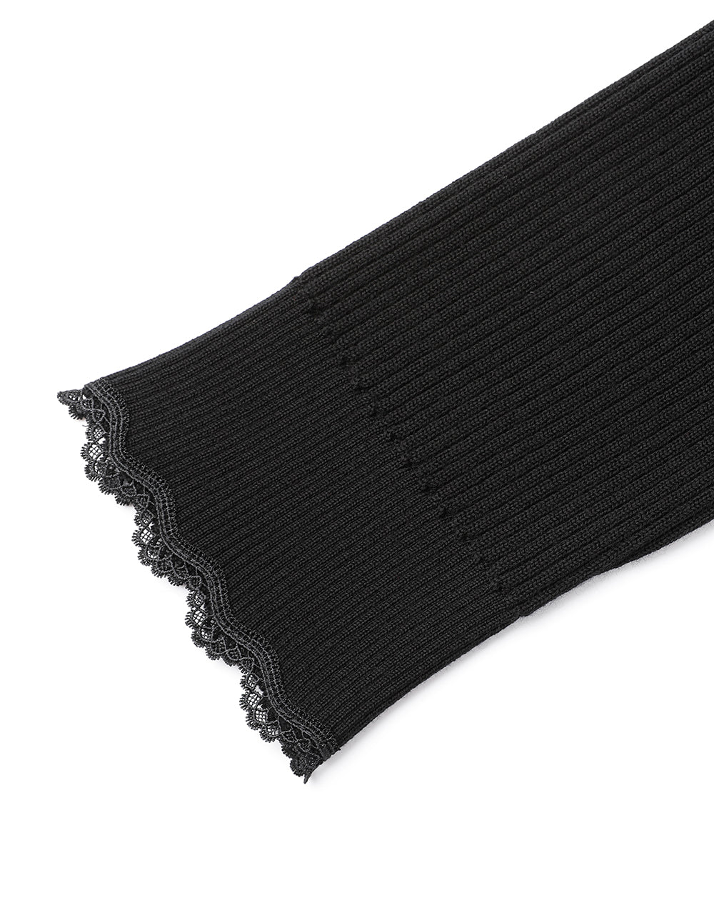 MARYLING Crossover V-Neck Paneled Lace-Trimmed Knitted Pullover