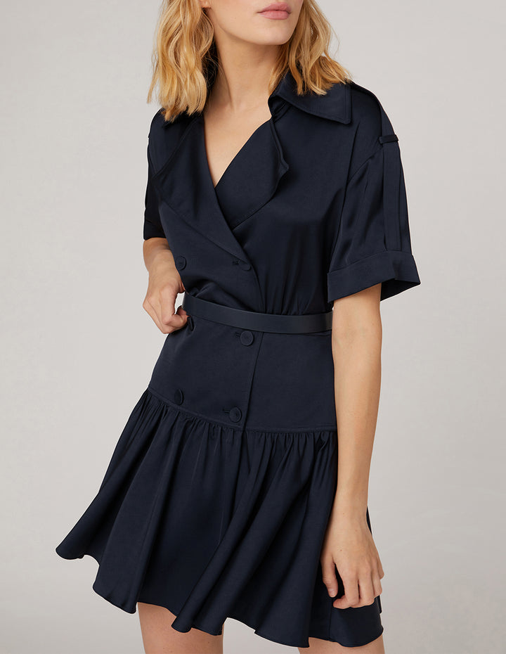 MARYLING Double-breasted wind collar dress